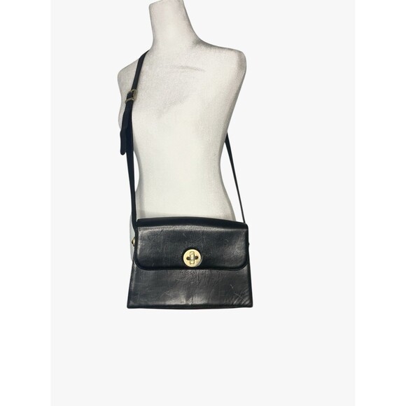 Vintage Bruno Magli Tessa Black Cross Body Bag Purse Handbag - Picture 2 of 11